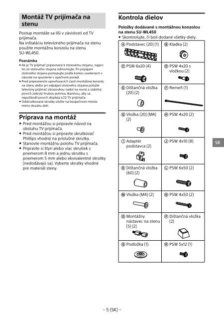 Sony KDL-48R553C - KDL-48R553C Informations d'installation du support de fixation murale Turc