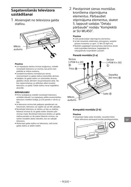 Sony KDL-48R553C - KDL-48R553C Informations d'installation du support de fixation murale Turc