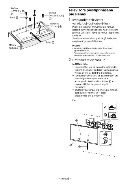 Sony KDL-48R553C - KDL-48R553C Informations d'installation du support de fixation murale Turc