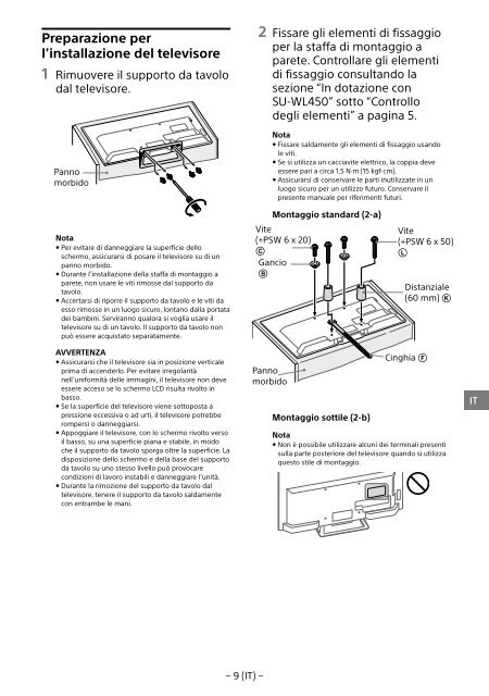 Sony KDL-48R553C - KDL-48R553C Informations d'installation du support de fixation murale Turc