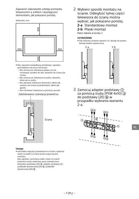 Sony KDL-48R553C - KDL-48R553C Informations d'installation du support de fixation murale Turc