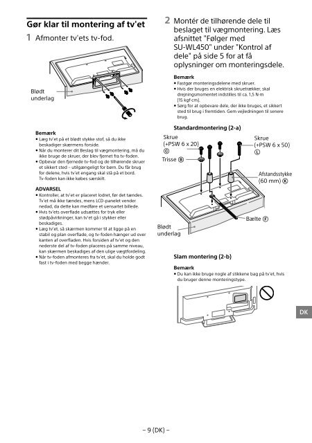 Sony KDL-48R553C - KDL-48R553C Informations d'installation du support de fixation murale Bulgare