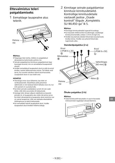 Sony KDL-48R553C - KDL-48R553C Informations d'installation du support de fixation murale Bulgare