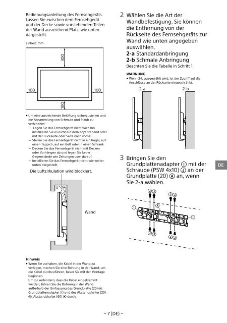 Sony KDL-48R553C - KDL-48R553C Informations d'installation du support de fixation murale Bulgare