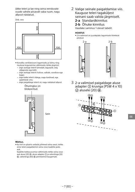 Sony KDL-48R553C - KDL-48R553C Informations d'installation du support de fixation murale Roumain