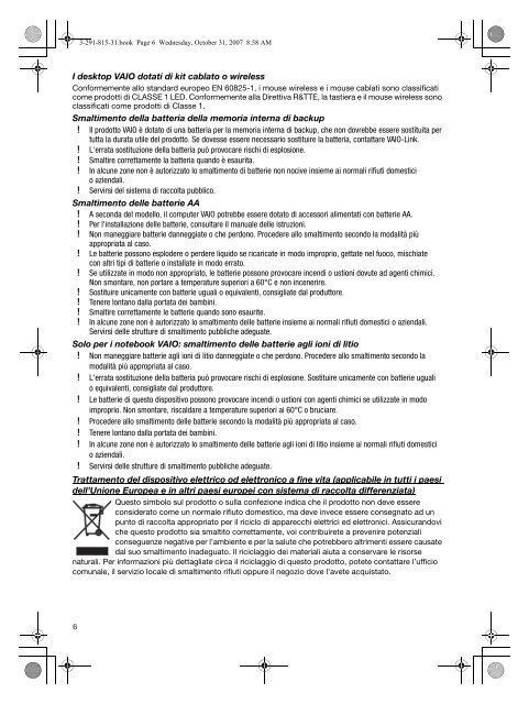 Sony VGN-NR21SR - VGN-NR21SR Documents de garantie Italien