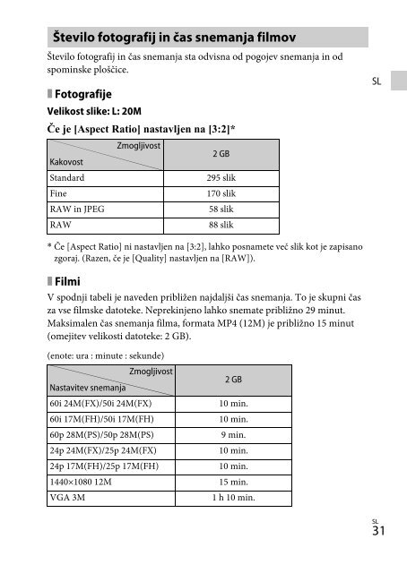 Sony DSC-RX100M2 - DSC-RX100M2 Mode d'emploi Slov&eacute;nien