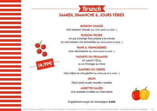 Carte brasserie du 27 juin au 17 juillet 2018