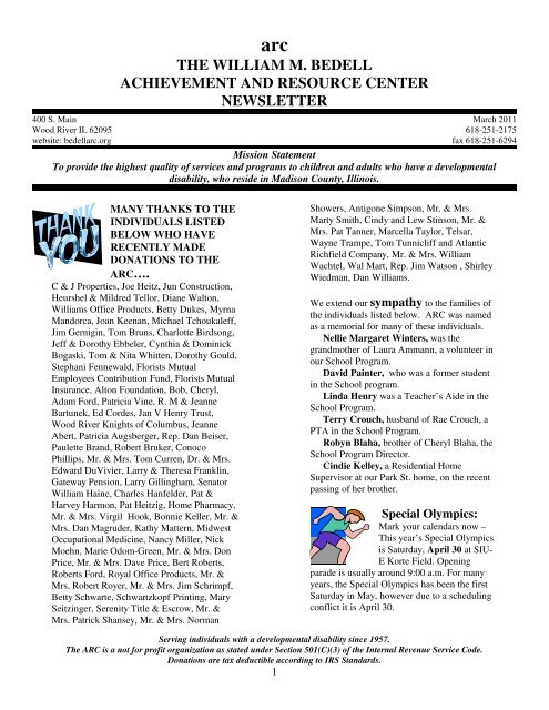 the william m. bedell achievement and resource center ... - Bedell ARC