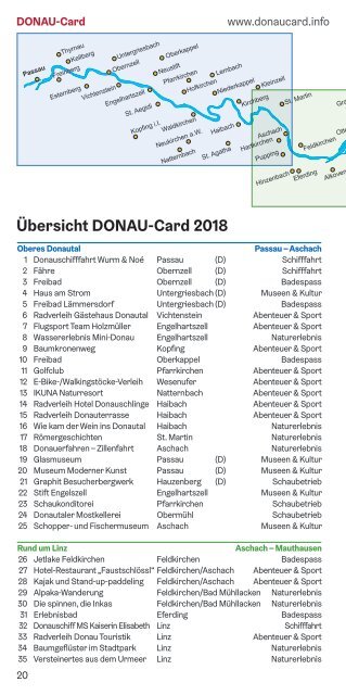 DONAU-Card Vorteilsgeberbroschüre 2018