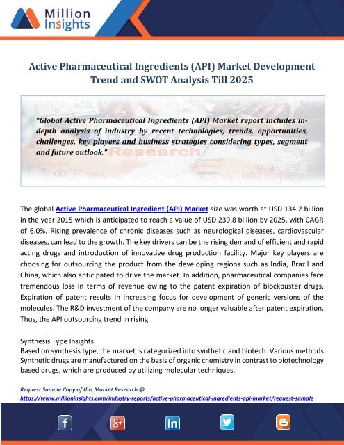 Active Pharmaceutical Ingredients (API) Market Development Trend and ...