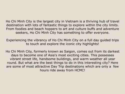 5 destinations for Day Trips from Ho Chi Minh City