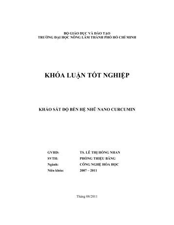 KHẢO SÁT ĐỘ BỀN HỆ NHŨ NANO CURCUMIN