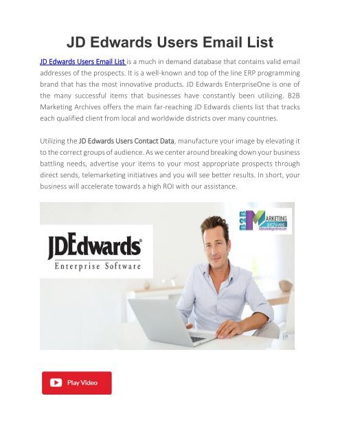 JD Edwards Users Email List | JD Edwards Users Mailing List