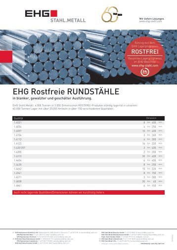 EHG Produktblatt Rostfrei Rundstahl DE 2023
