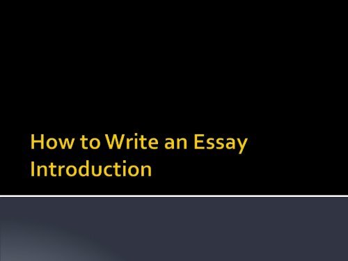 How to write an essay introduction?