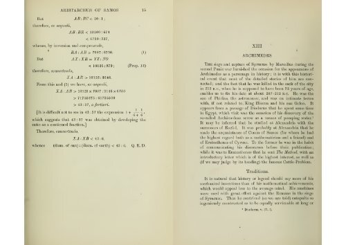 A history of Greek mathematics Vol.II from Aristarchus to Diophantus by Heath, Thomas Little, Sir, 1921