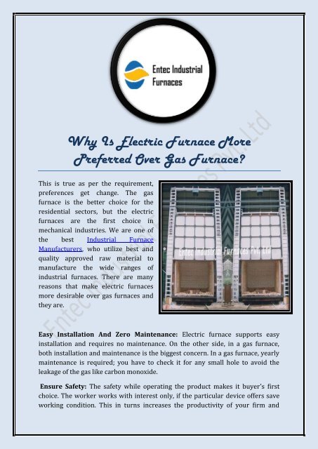 Why Is Electric Furnace More Preferred Over Gas Furnace?