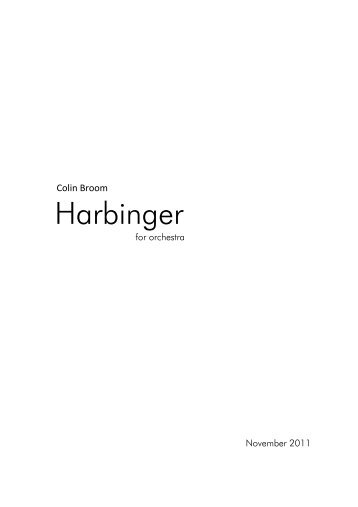 Colin Broom - Harbinger, for Orchestra