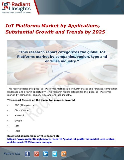 IoT Platforms Market by Applications, Substantial Growth and Trends by 2025