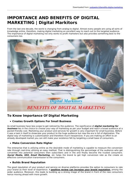 What are the benefits of Digital Marketing Service