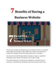 7 Benefit of Having a Business Website