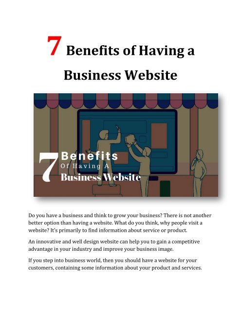 7 Benefit of Having a Business Website