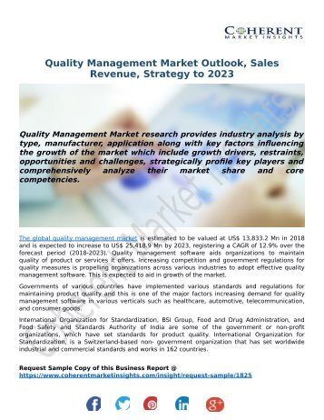 Quality Management Market Outlook, Sales Revenue, Strategy to 2023