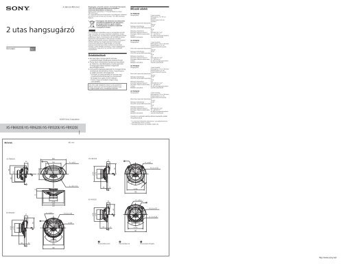 Sony XS-FB1020E - XS-FB1020E Consignes d&rsquo;utilisation Hongrois