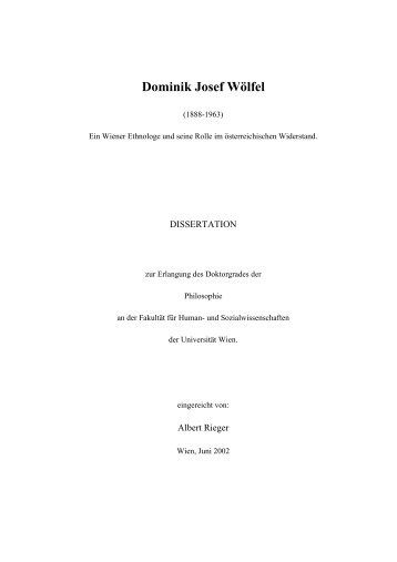 Dominik Josef Wölfel - Geschichte der Afrikanistik in Österreich