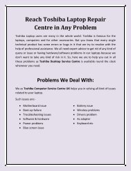 Reach Toshiba Laptop Repair Centre in Any Problem