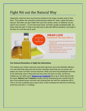 Lice Treatment with Non toxic Lice Products through Natural Remedies