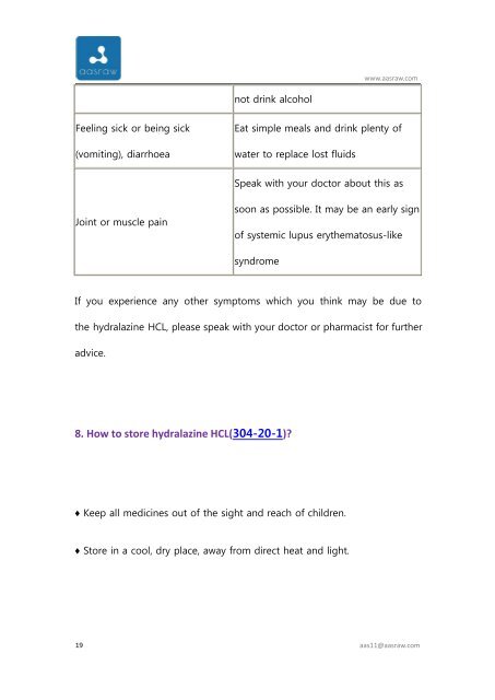 Hydralazine HCL(304-20-1): Work & Dosage & Side Effects | AASraw