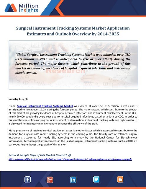 Surgical Instrument Tracking Systems Market Application Estimates and Outlook Overview by 2014-2025