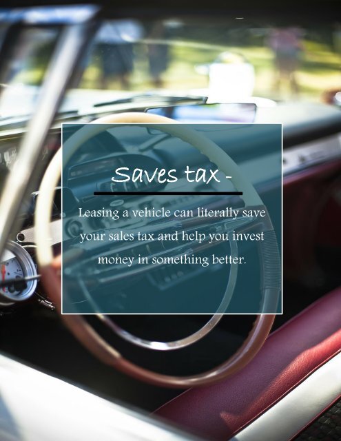 How Leasing Vehicle Can Save Your Money