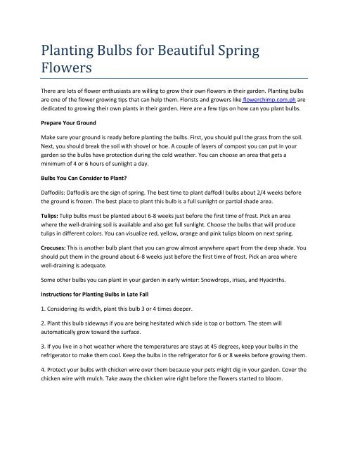 Planting Bulbs for Beautiful Spring Flowers