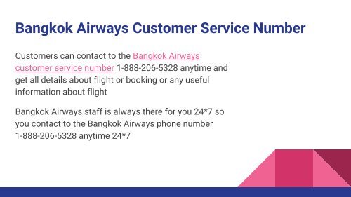 Bangkok Airways Reservations Phone Number 1-888-206-5328