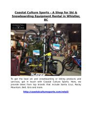 Coastal Culture Sports – A Shop for Ski & Snowboarding Equipment Rental in Whistler, BC