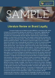Brand Loyalty Literature Review Sample