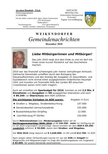 Veranstaltungskalender 2011 - Marktgemeinde Weikendorf