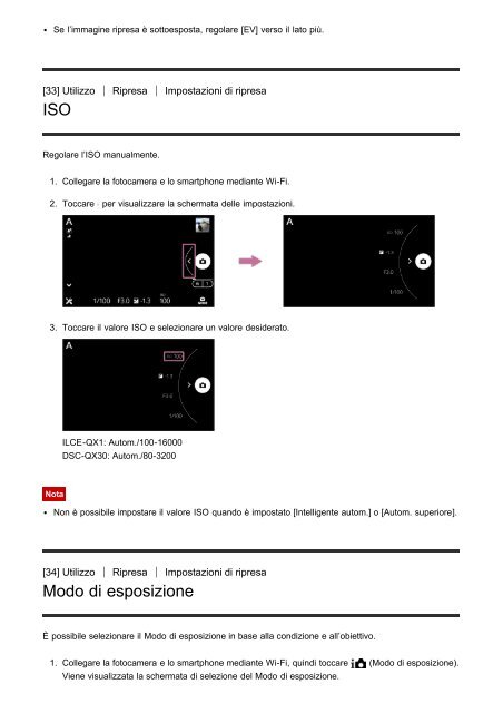 Sony ILCE-QX1 - ILCE-QX1 Manuel d'aide Italien