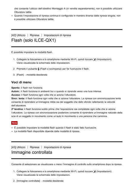 Sony ILCE-QX1 - ILCE-QX1 Manuel d'aide Italien