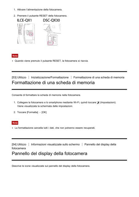 Sony ILCE-QX1 - ILCE-QX1 Manuel d'aide Italien