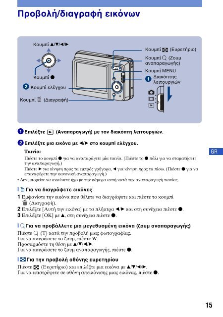 Sony DSC-S930 - DSC-S930 Consignes d&rsquo;utilisation Grec