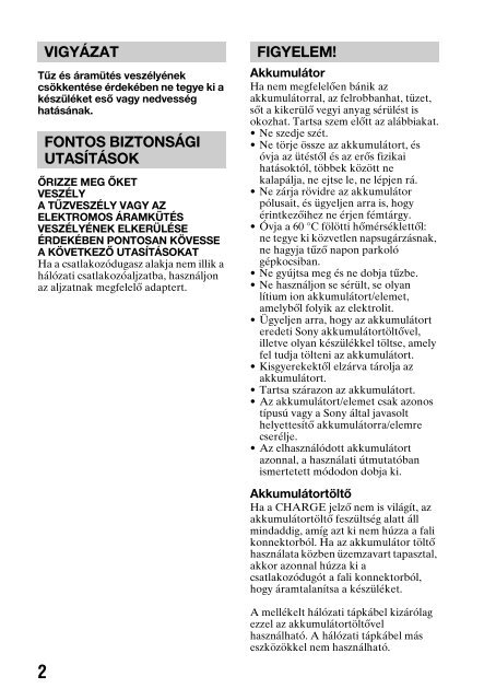 Sony DSLR-A560 - DSLR-A560 Consignes d&rsquo;utilisation Hongrois