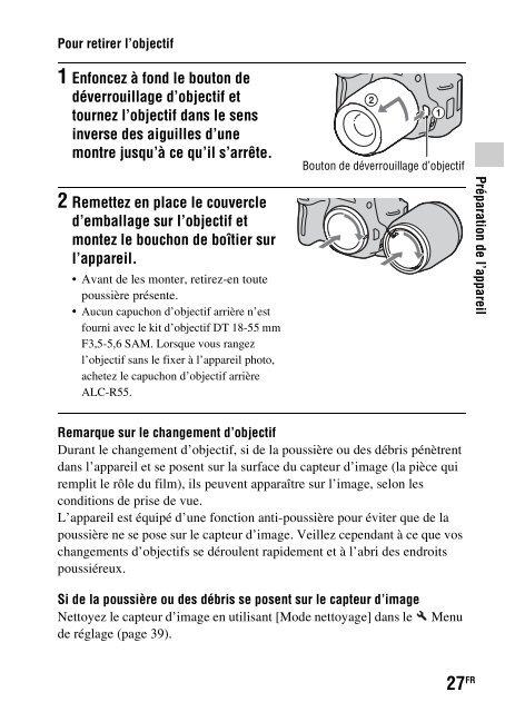 Sony DSLR-A560 - DSLR-A560 Consignes d&rsquo;utilisation