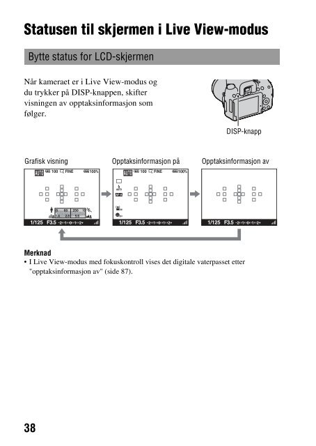 Sony DSLR-A560 - DSLR-A560 Consignes d&rsquo;utilisation Norv&eacute;gien