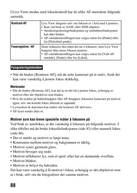 Sony DSLR-A560 - DSLR-A560 Consignes d&rsquo;utilisation Norv&eacute;gien