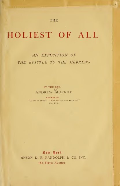 Holiest of All by Andrew Murray