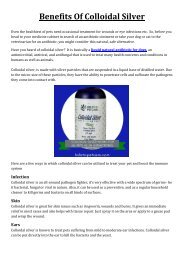 Benefits of Colloidal Silver